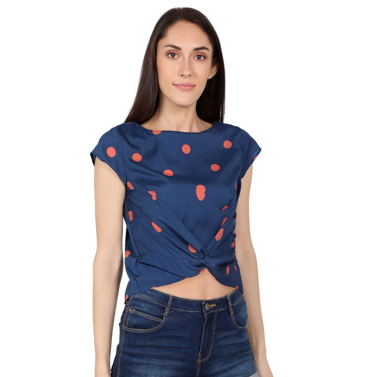 Mantra Blue crepe printed Twisted top