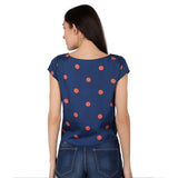Mantra Blue crepe printed Twisted top