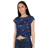 Mantra Blue crepe printed Twisted top