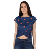 Mantra Blue crepe printed Twisted top