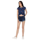 Mantra Blue crepe printed Twisted top
