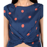 Mantra Blue crepe printed Twisted top