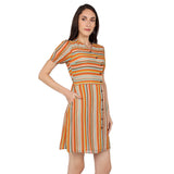 Mantra mustard georgette Overlap dress