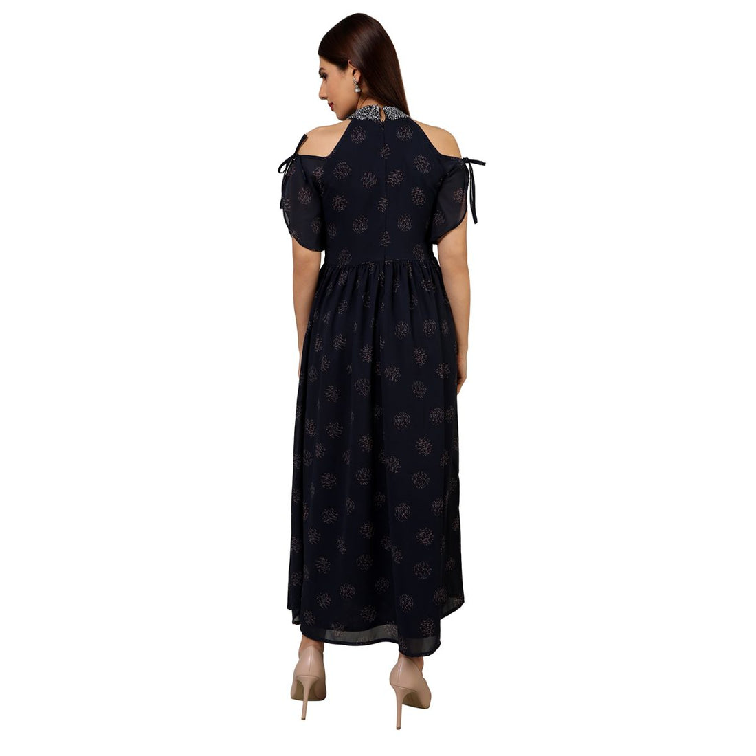 Mantra Navy blue Cold shoulder dress
