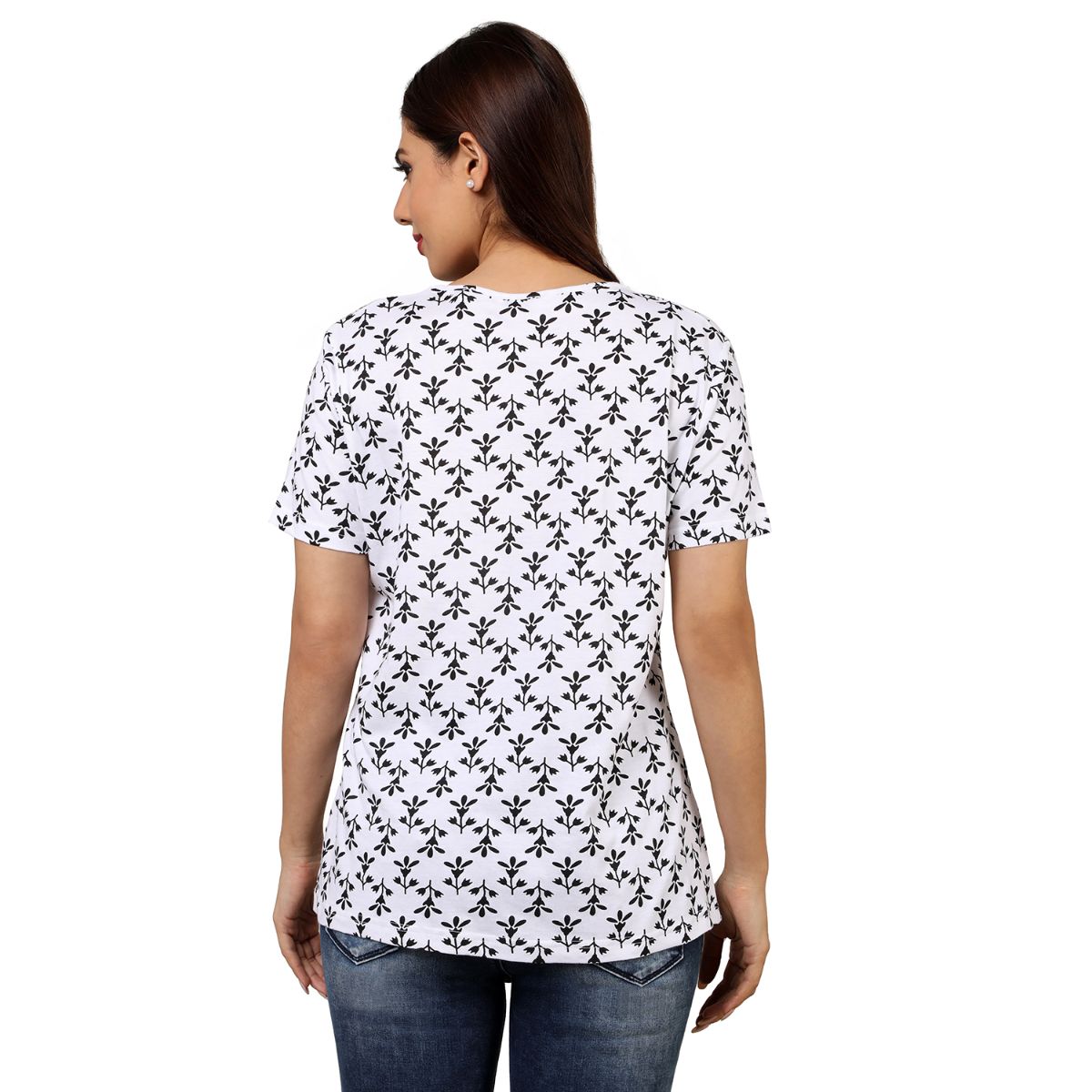 Mantra White Basic slit T-shirt