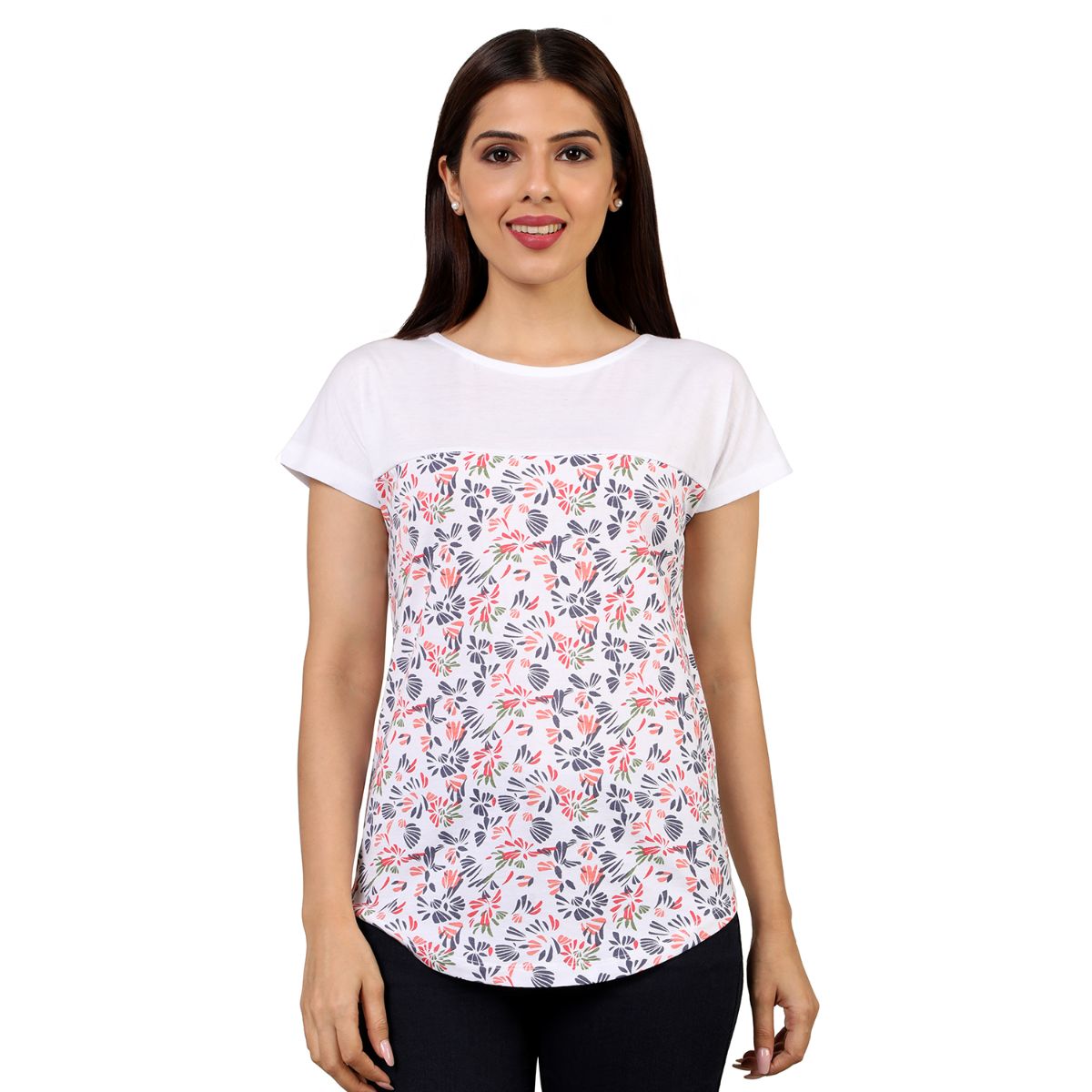Mantra White Basic yoke T-shirt