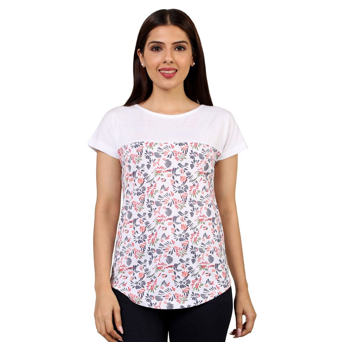 Mantra White Basic yoke T-shirt