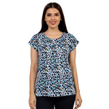 Mantra Blue Basic yoke T-shirtt with gathers