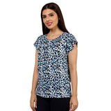 Mantra Blue Basic yoke T-shirtt with gathers