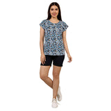 Mantra Blue Basic yoke T-shirtt with gathers