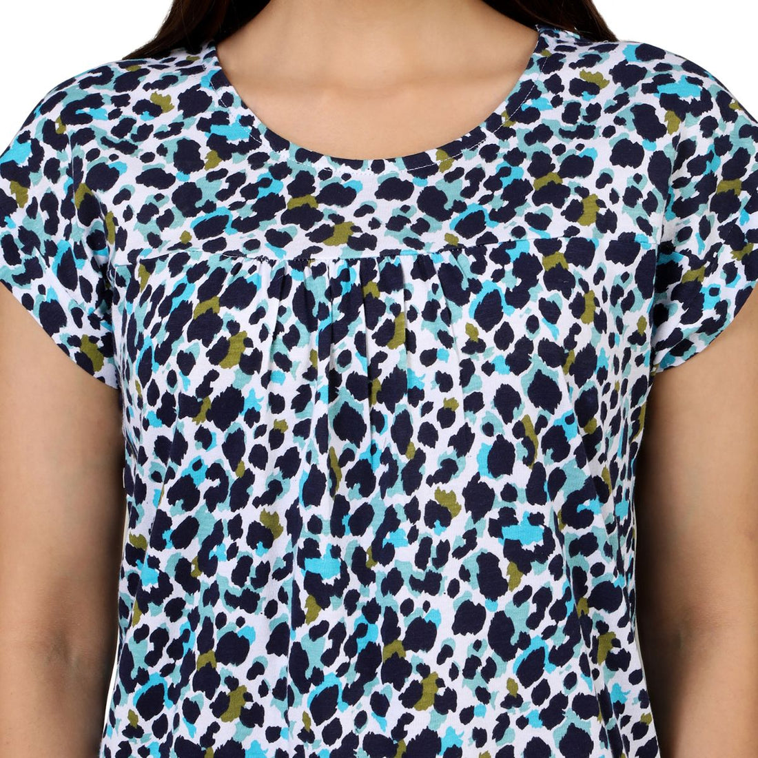 Mantra Blue Basic yoke T-shirtt with gathers