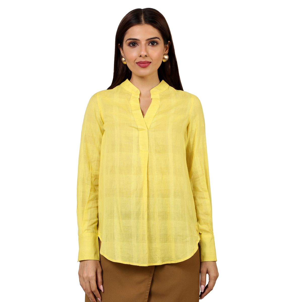 Mantra yellow cotton High low shirt