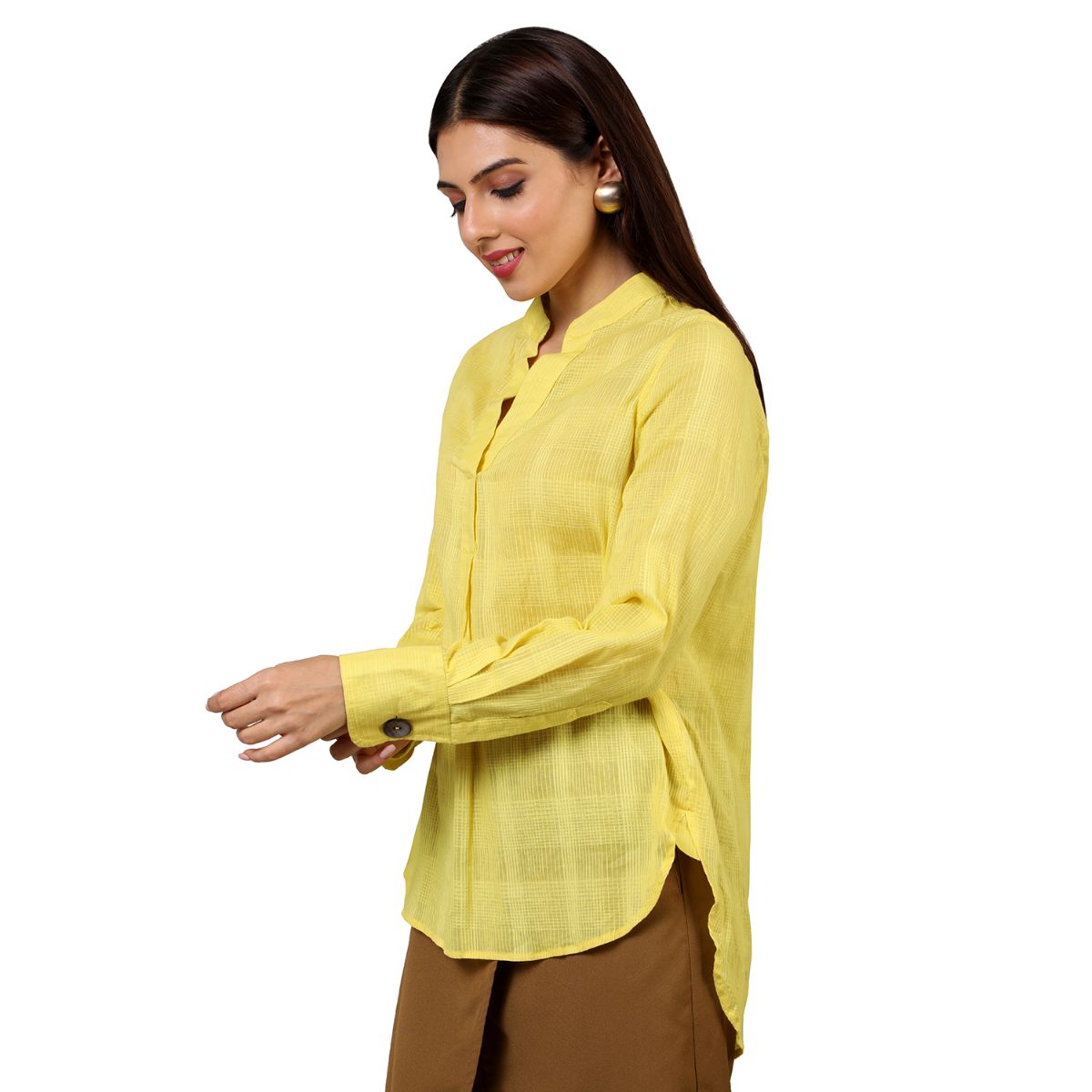 Mantra yellow cotton High low shirt
