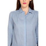 Mantra blue cotton Gather shirt