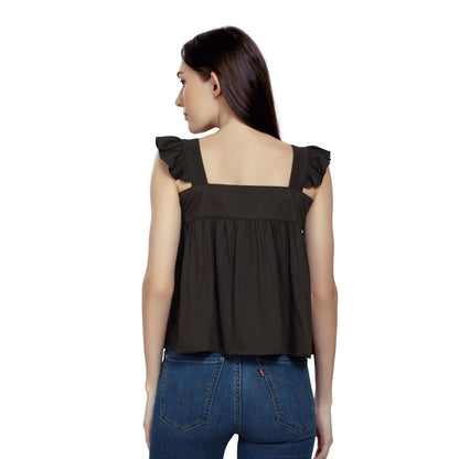 Mantra green Umbrella frill  top