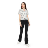 Mantra White Double collar crop shirt