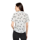 Mantra White Double collar crop shirt