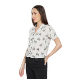 Mantra White Double collar crop shirt