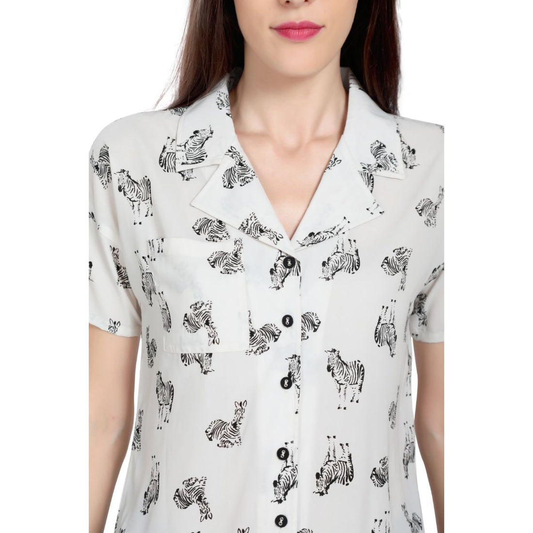 Mantra White Double collar crop shirt