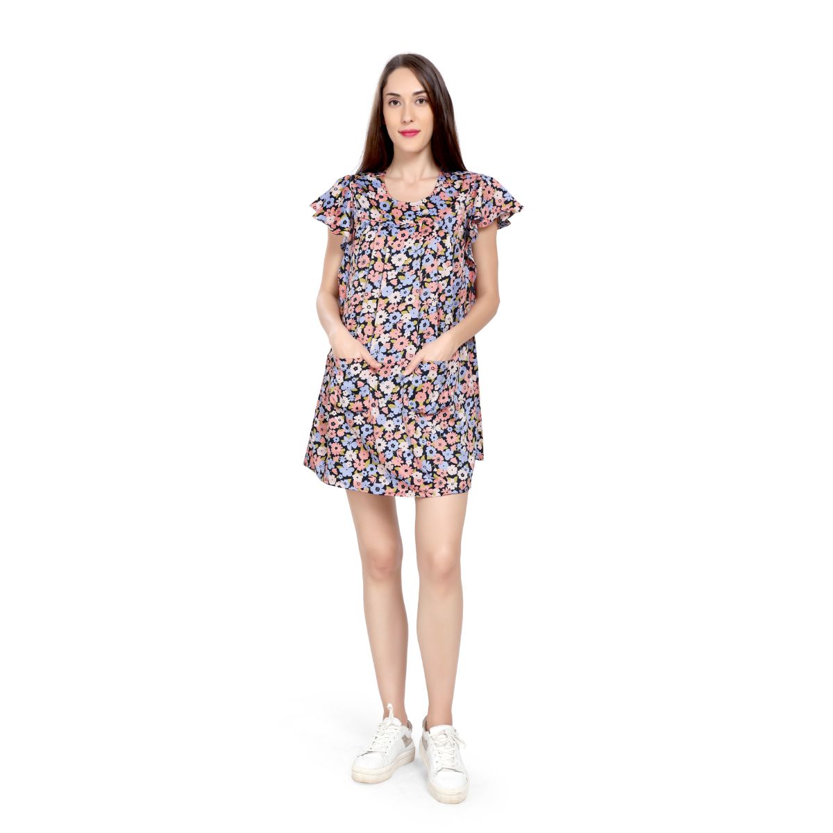 Mantra navy Loose fit gather dress