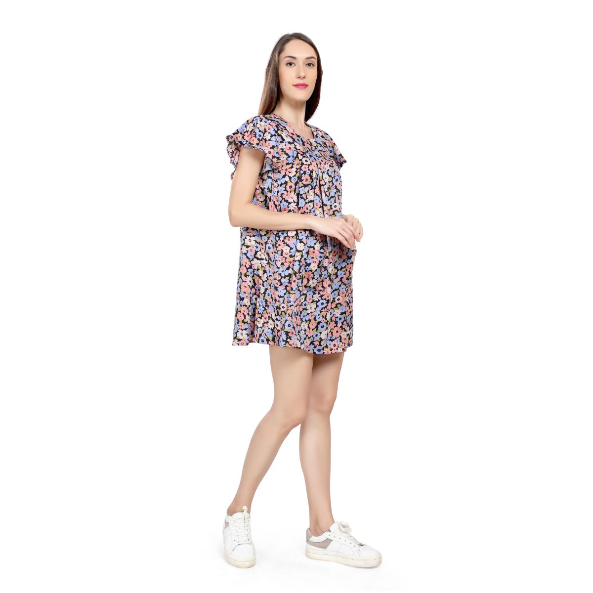 Mantra navy Loose fit gather dress