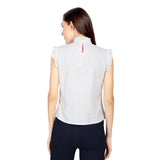 Mantra White High collar sleeveless top