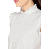 Mantra White High collar sleeveless top