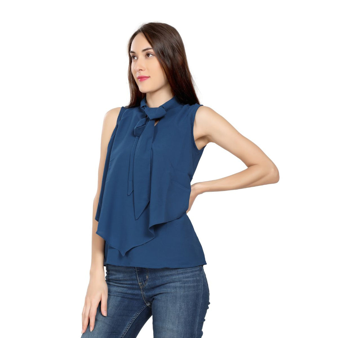Mantra blue georgette Neck tie up top
