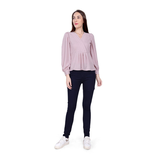 Mantra pink overlap Pleated top