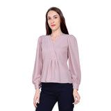 Mantra pink overlap Pleated top