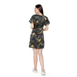 Mantra Black printed Basic a-line dress