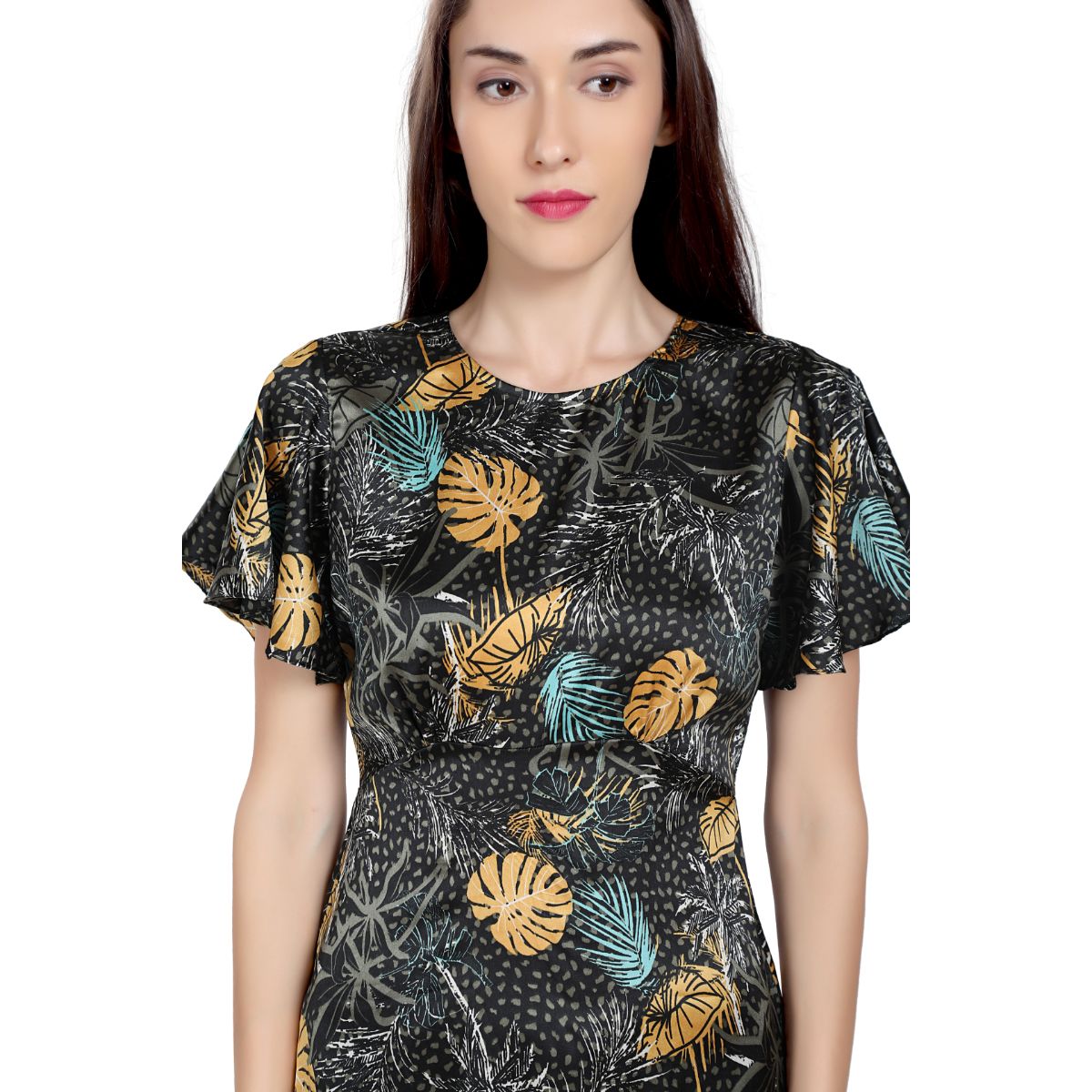 Mantra Black printed Basic a-line dress