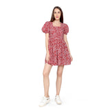Mantra red Pleated gather dress