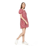 Mantra red Pleated gather dress