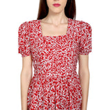 Mantra red Pleated gather dress