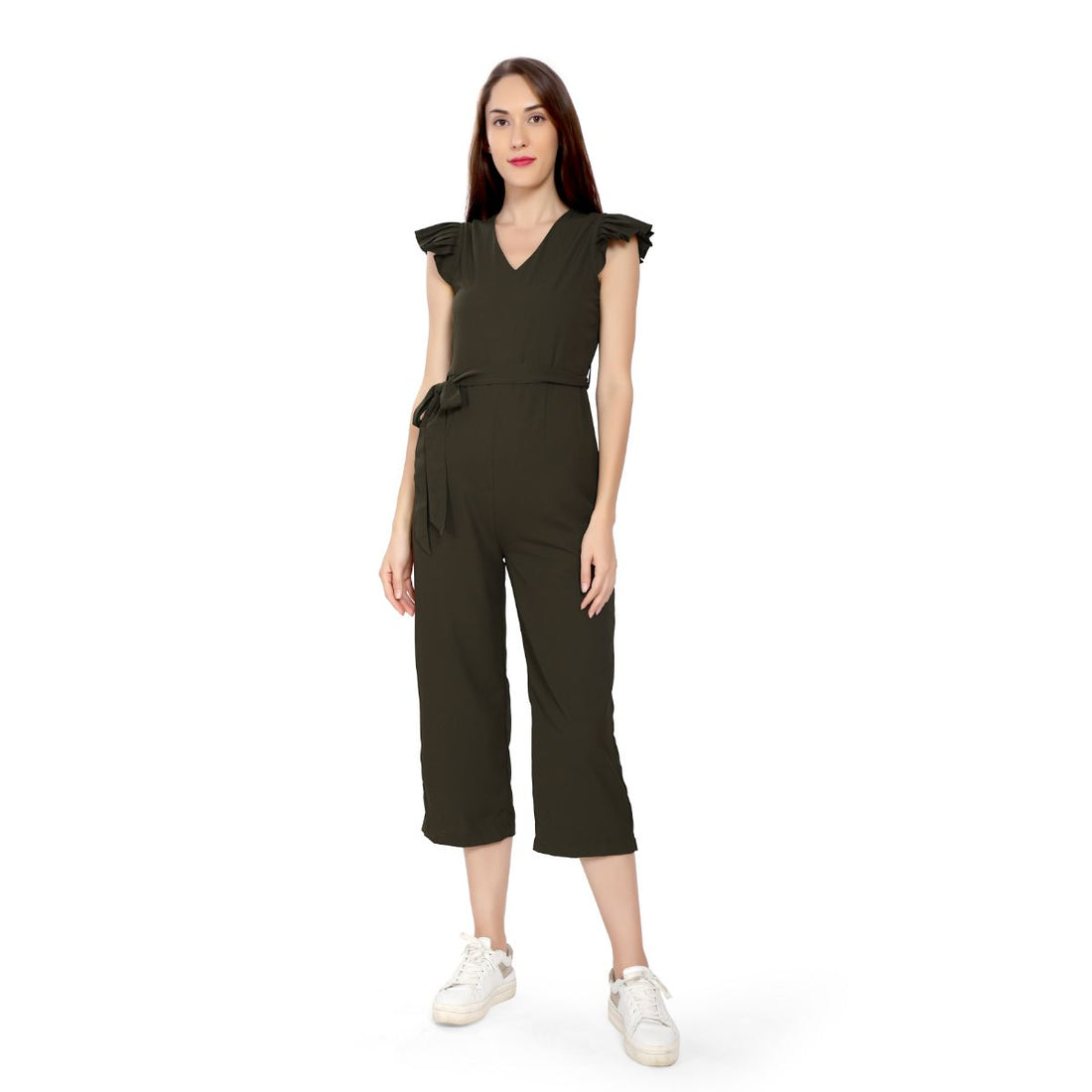 Mantra green Basic jumpsuit with belt