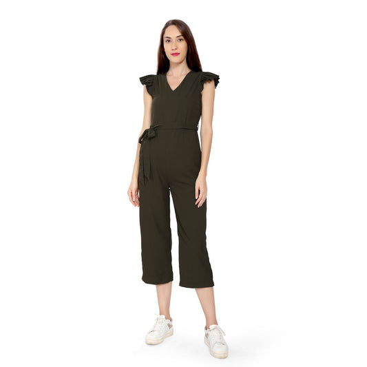 Mantra green Basic jumpsuit with belt