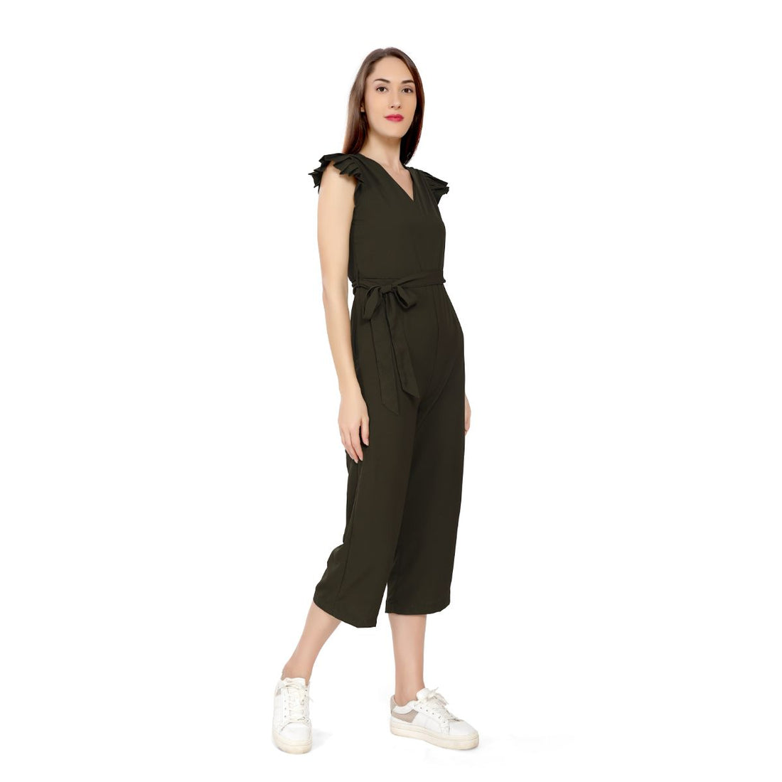 Mantra green Basic jumpsuit with belt