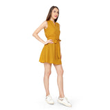 Mantra Mustard moss crepe Classic a-line dress