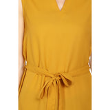 Mantra Mustard moss crepe Classic a-line dress