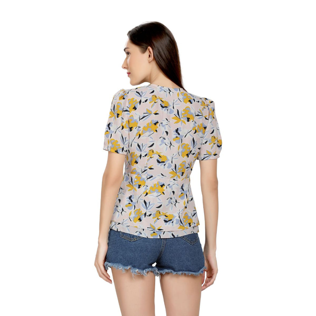 Mantra Yellow Crepe Peplum top