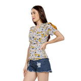 Mantra Yellow Crepe Peplum top