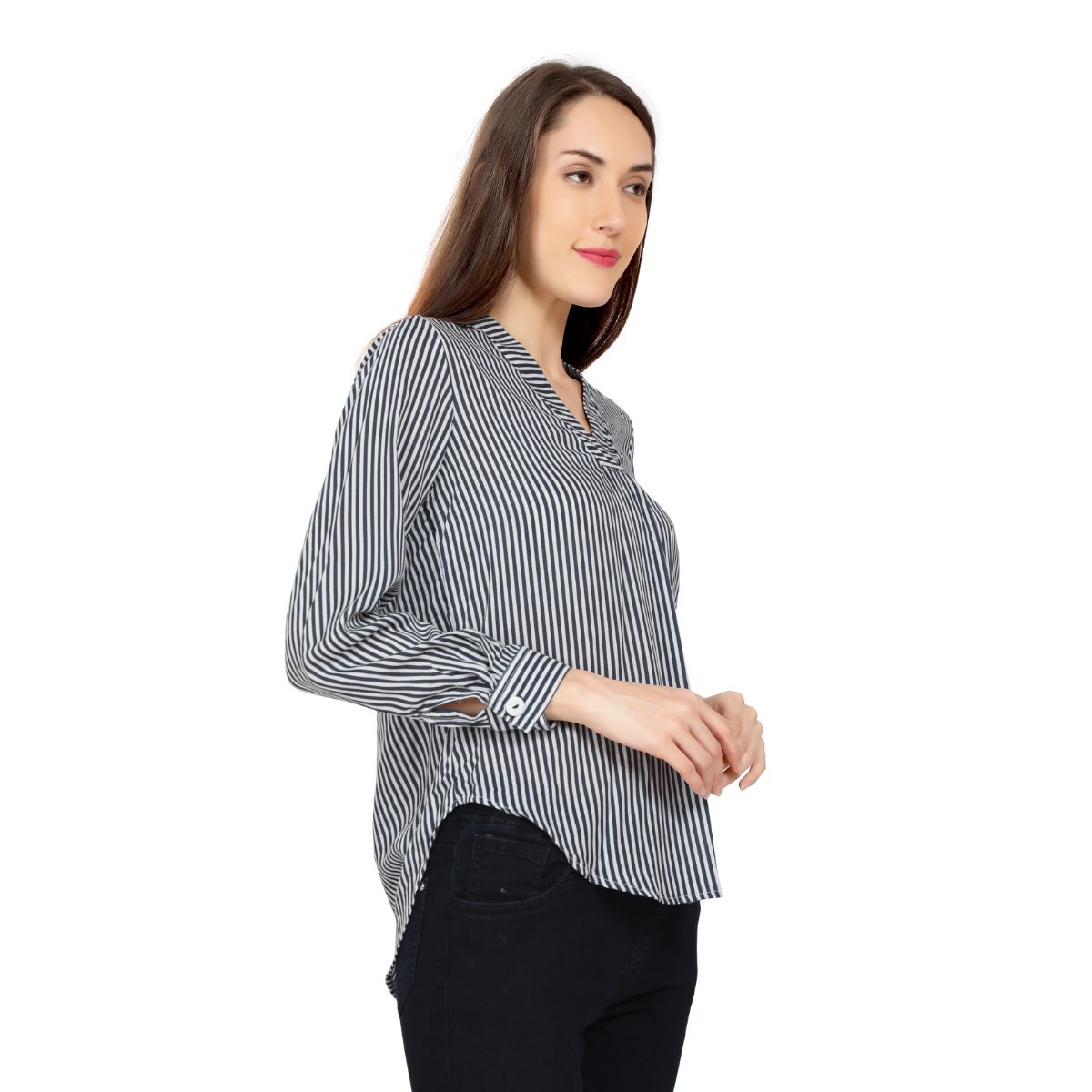 Mantra navy blue Classic high low shirt