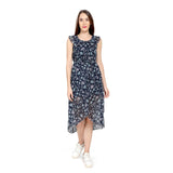 Mantra Navy blue Ruffle overlap dress