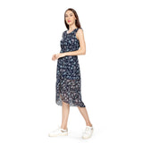 Mantra Navy blue Ruffle overlap dress