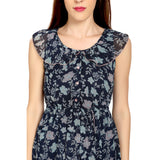 Mantra Navy blue Ruffle overlap dress