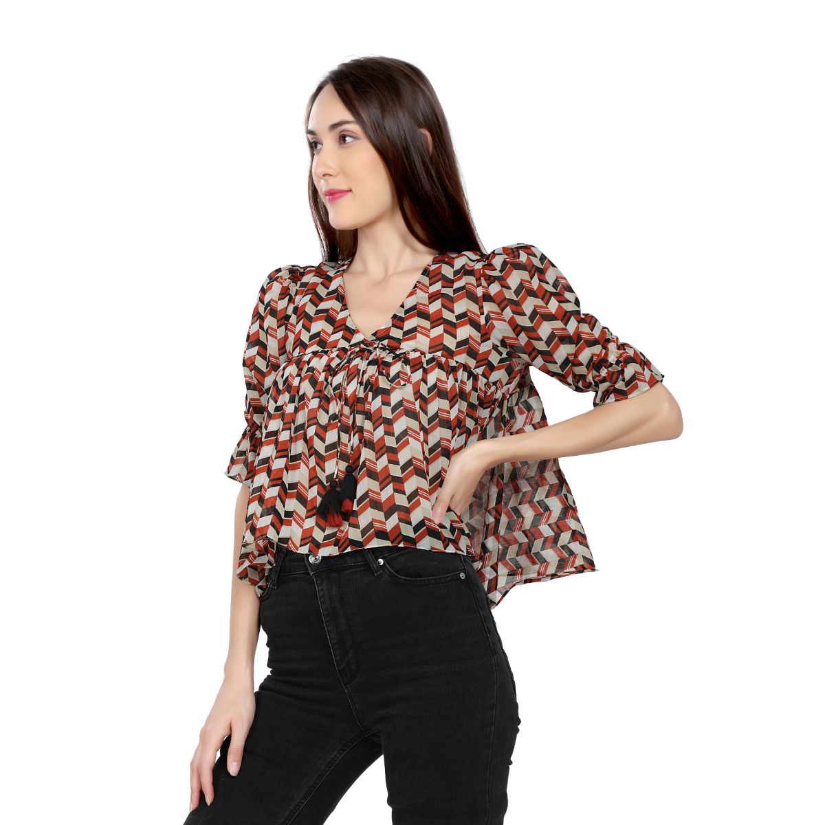 Mantra red chiffon Flouncy top