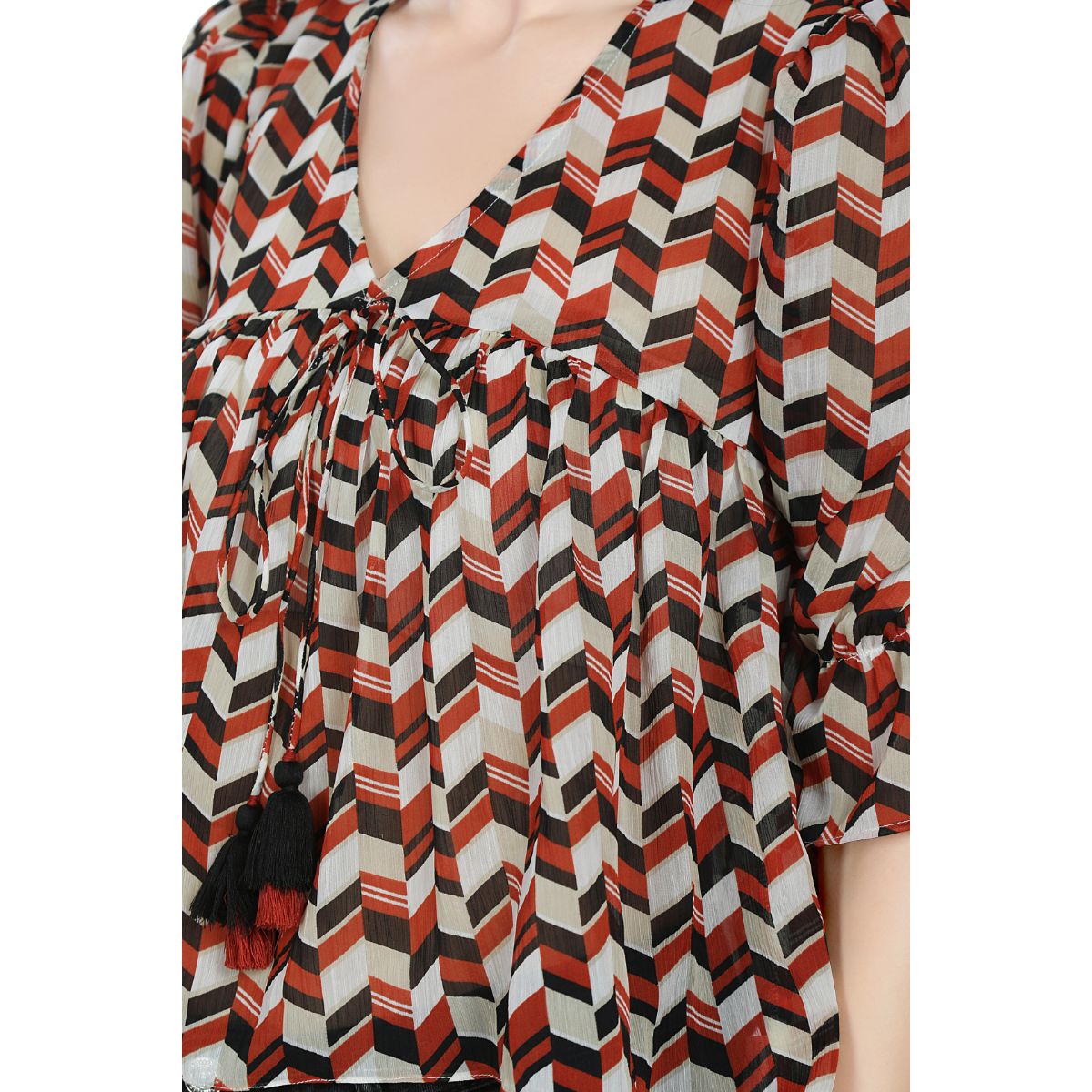 Mantra red chiffon Flouncy top