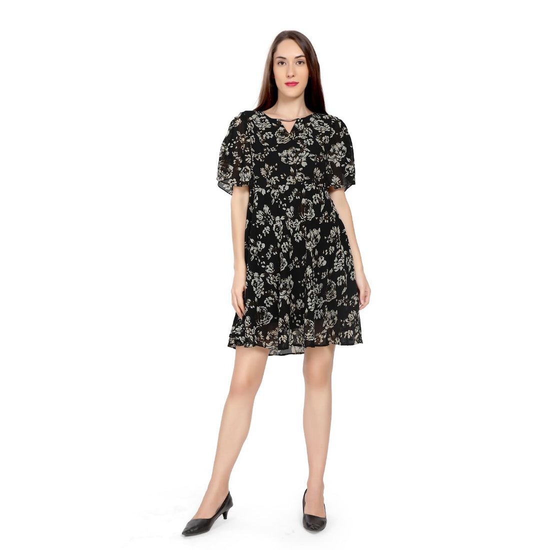 Mantra black printed Flared dress