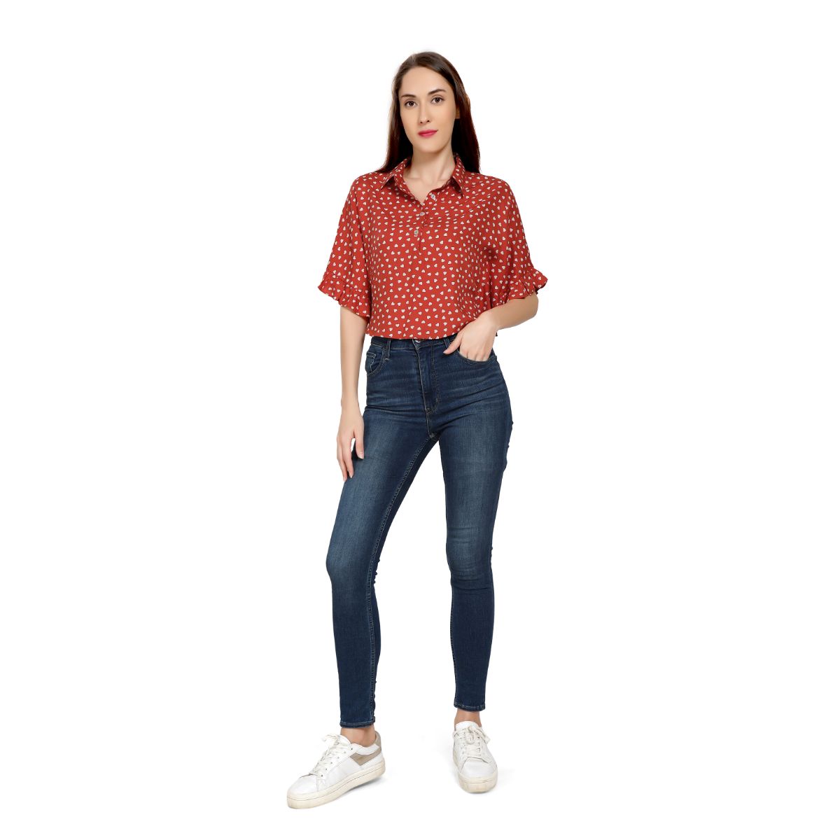 Mantra rust Viscose Flouncy collar top